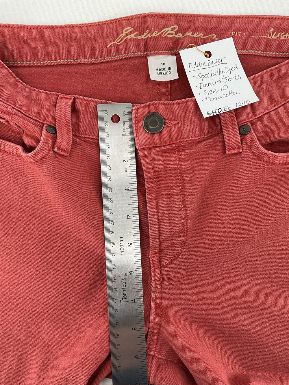Eddie Bauer Terracotta Bermuda Denim Jorts Women’s size 10 - Picture 8 of 9